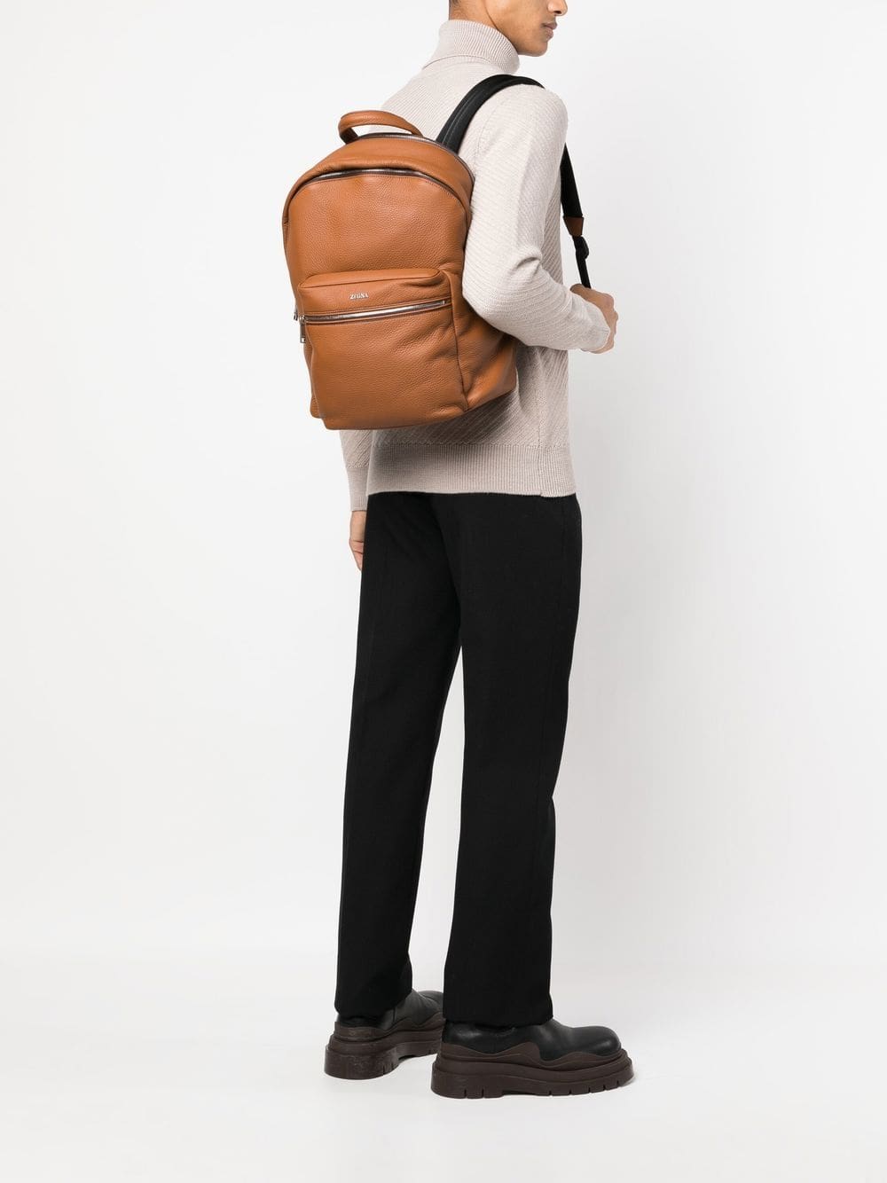 Zegna logo-plaque leather backpack - Image 2
