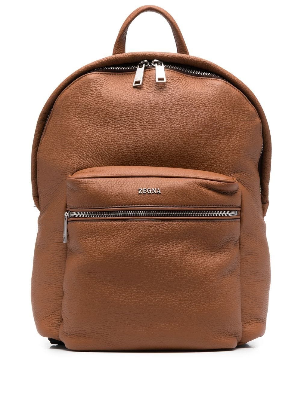Zegna logo-plaque leather backpack
