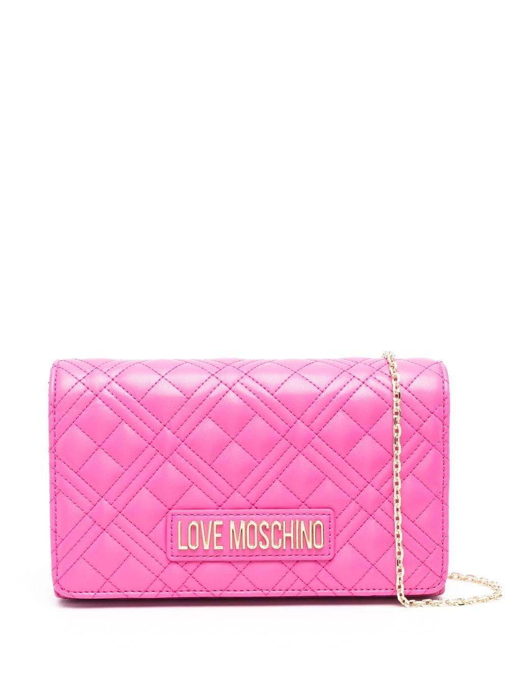 Love Moschino logo-plaque quilted shoulder bag