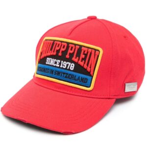 Philipp Plein logo-patch distressed cotton baseball cap