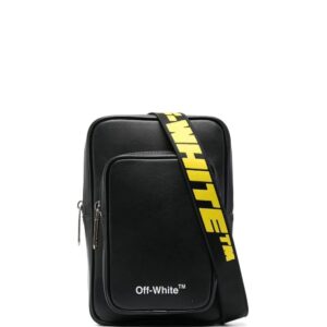 Off-white logo-strap leather backpack