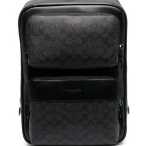 Coach monogram-print leather backpack