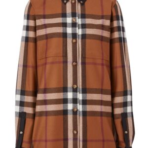 Burberry contrast-trim checked shirt