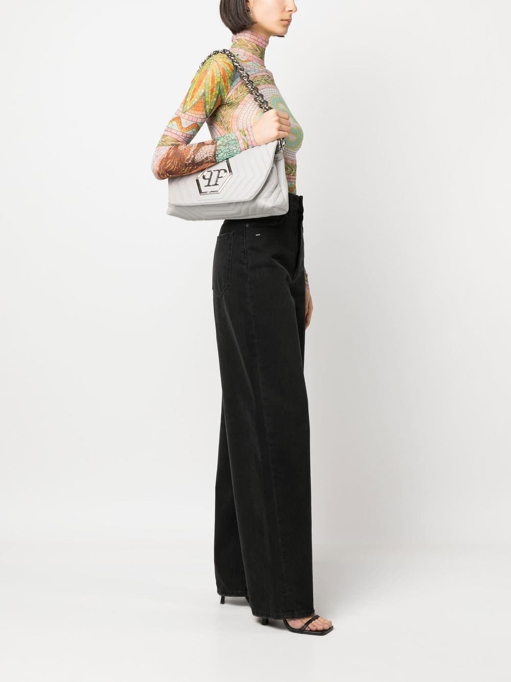 Philipp Plein Hexagon logo-plaque quilted shoulder bag - Image 2