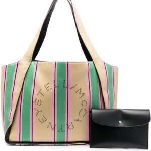Stella McCartney Logo striped woven tote bag