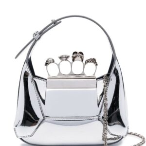 Alexander McQueen metallic Jewelled Hobo mini bag