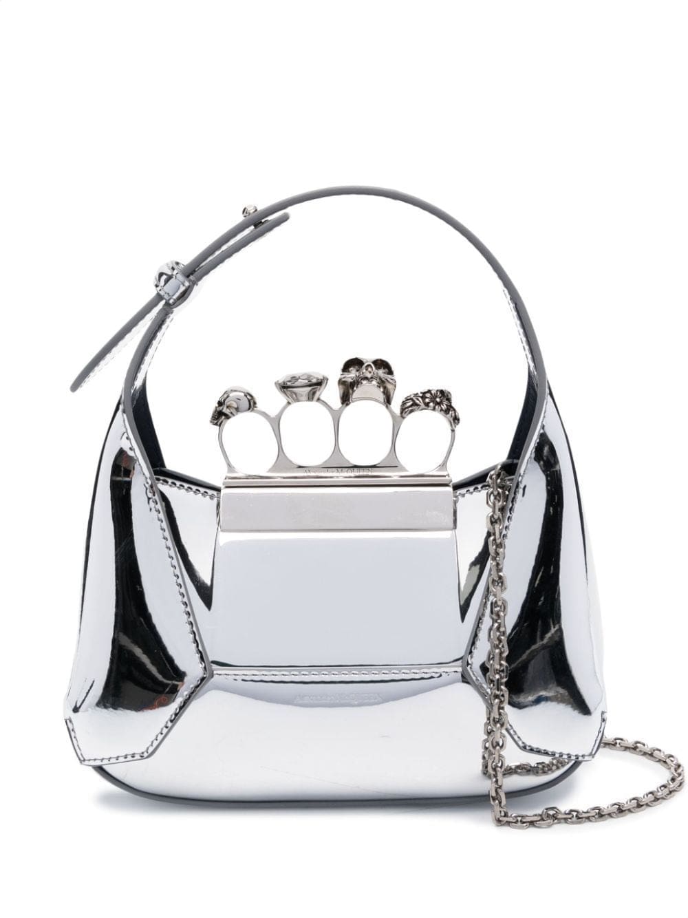 Alexander McQueen metallic Jewelled Hobo mini bag