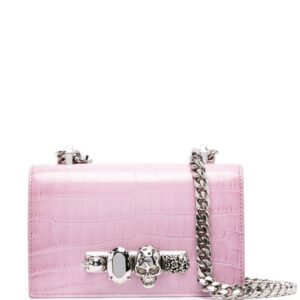 Alexander McQueen Jewelled crocodile-embossed satchel bag
