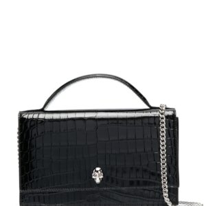 Alexander McQueen crocodile-effect patent leather shoulder bag