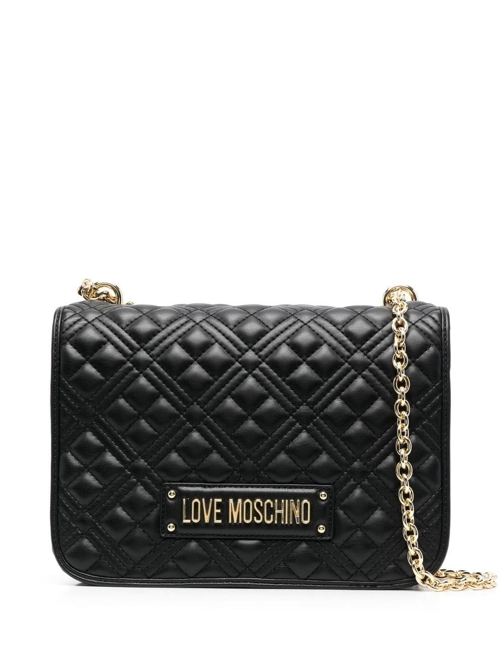 Love Moschino logo-plaque quilted shoulder bag