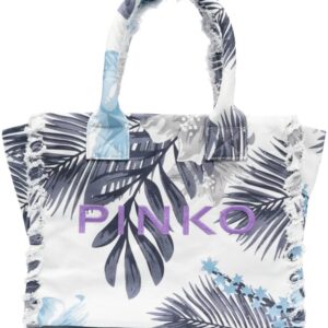 PINKO logo-embroidered beach bag