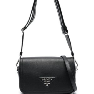 Prada logo-plaque leather satchel bag