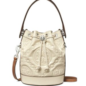 Tory Burch mini monogram-embroidered bucket bag