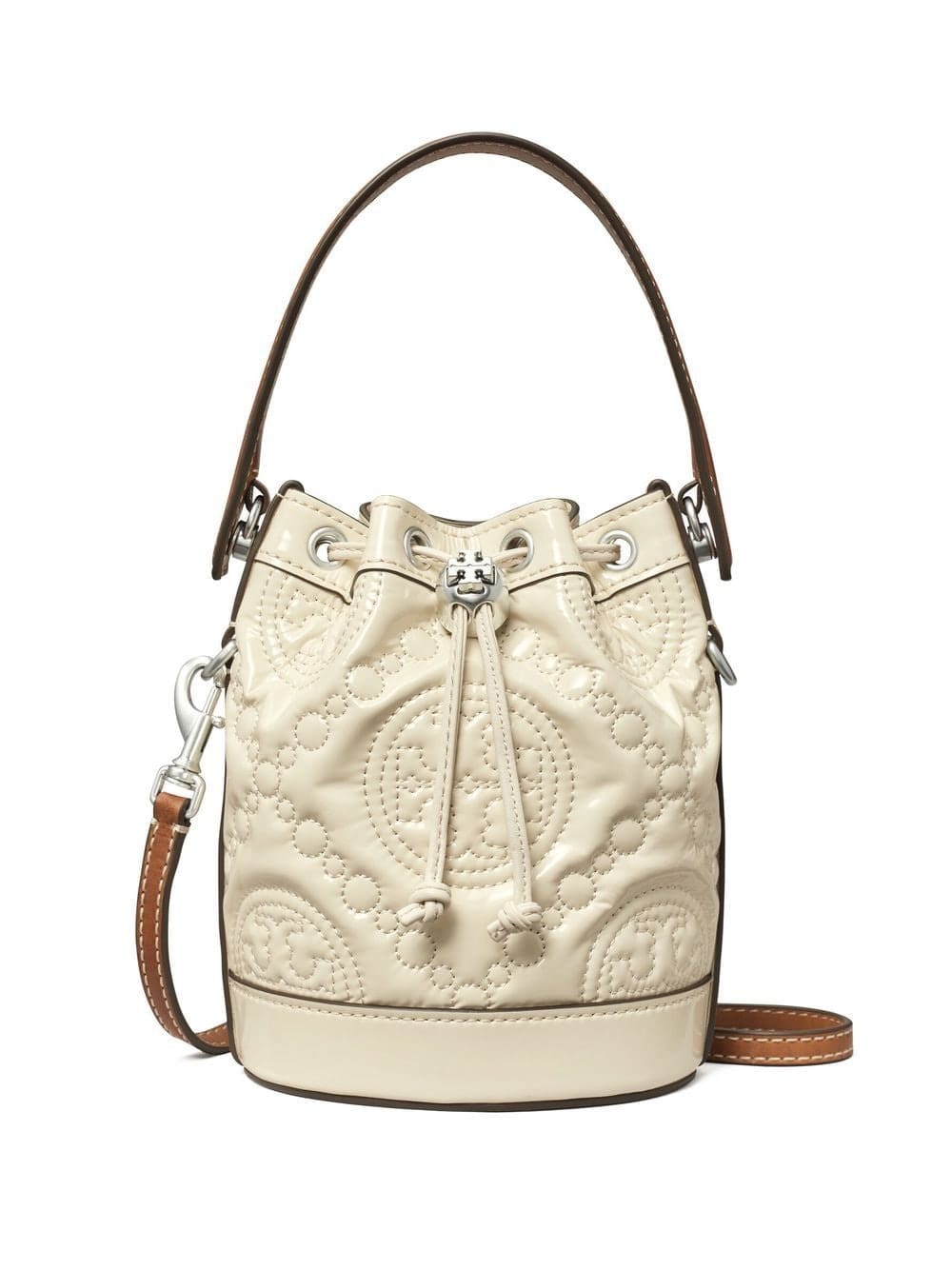 Tory Burch mini monogram-embroidered bucket bag