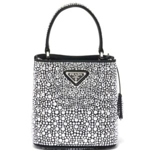 Prada  small Panier crystal-embellished tote bag