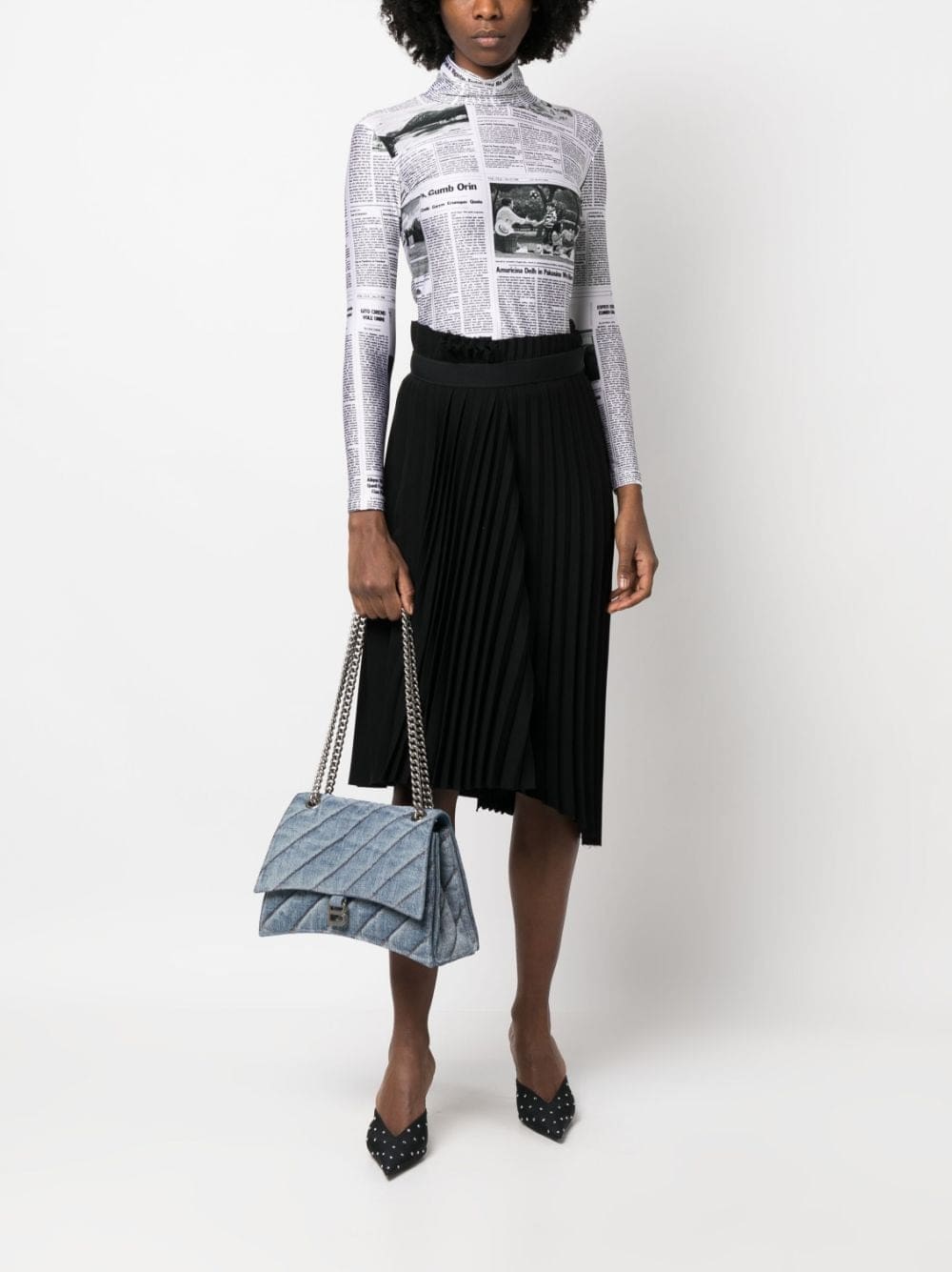 Balenciaga medium Crush denim shoulder bag - Image 2