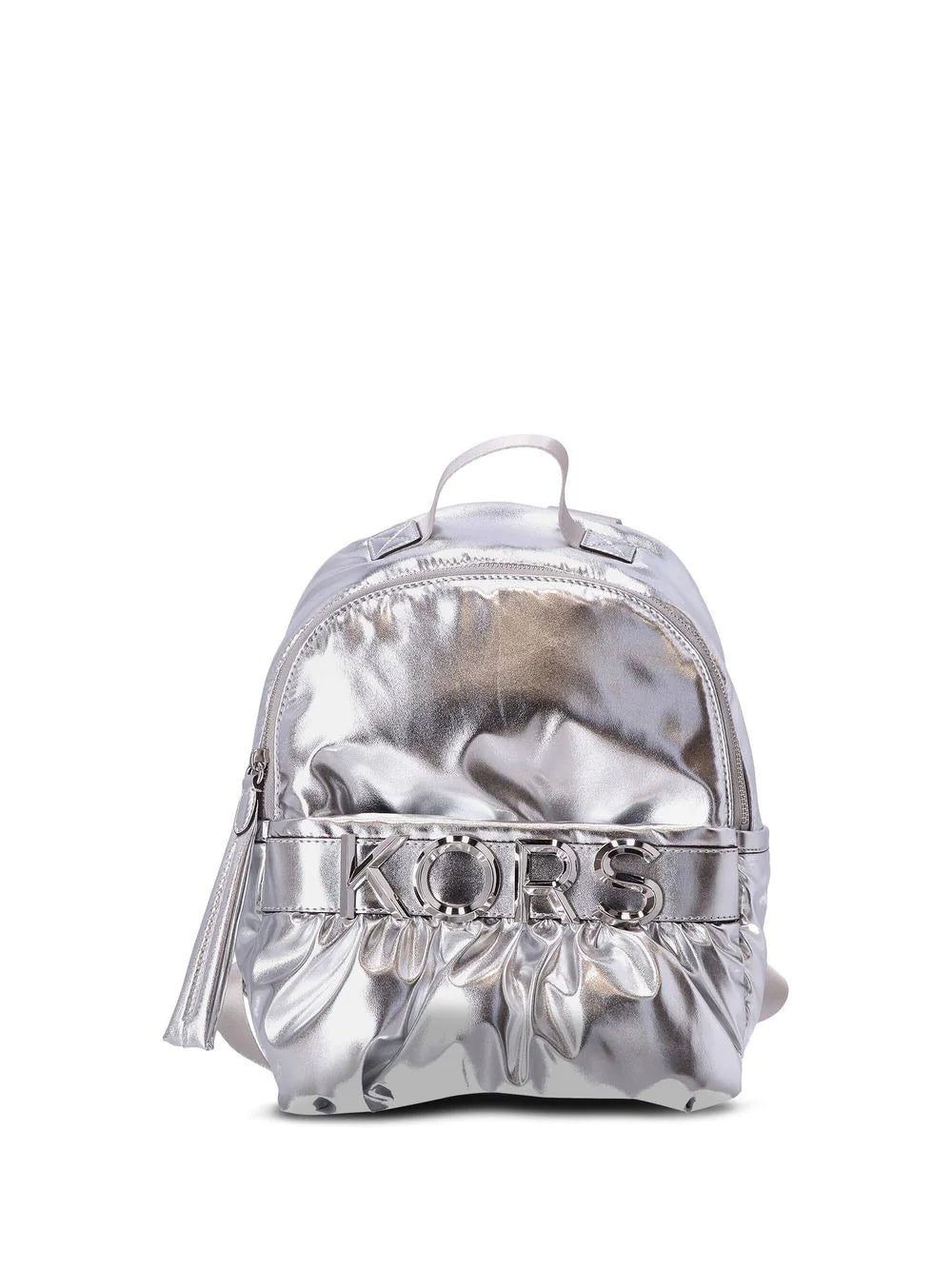 Micheal kors logo-lettering metallic backpack