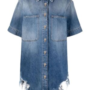Stella McCartney  ripped-hem short-sleeved denim shirt