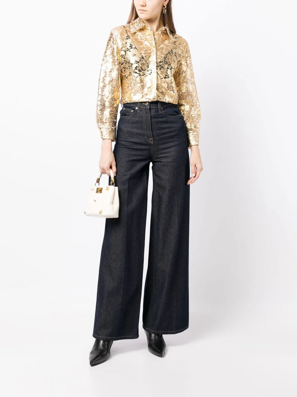 Valentino Garavani metallic floral lace shirt - Image 2