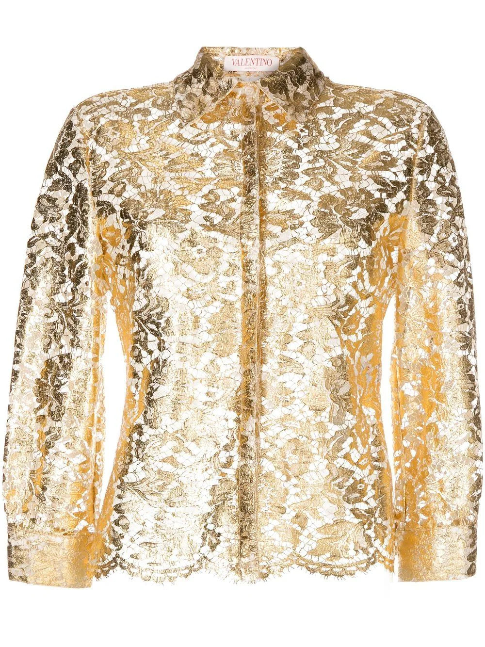 Valentino Garavani metallic floral lace shirt