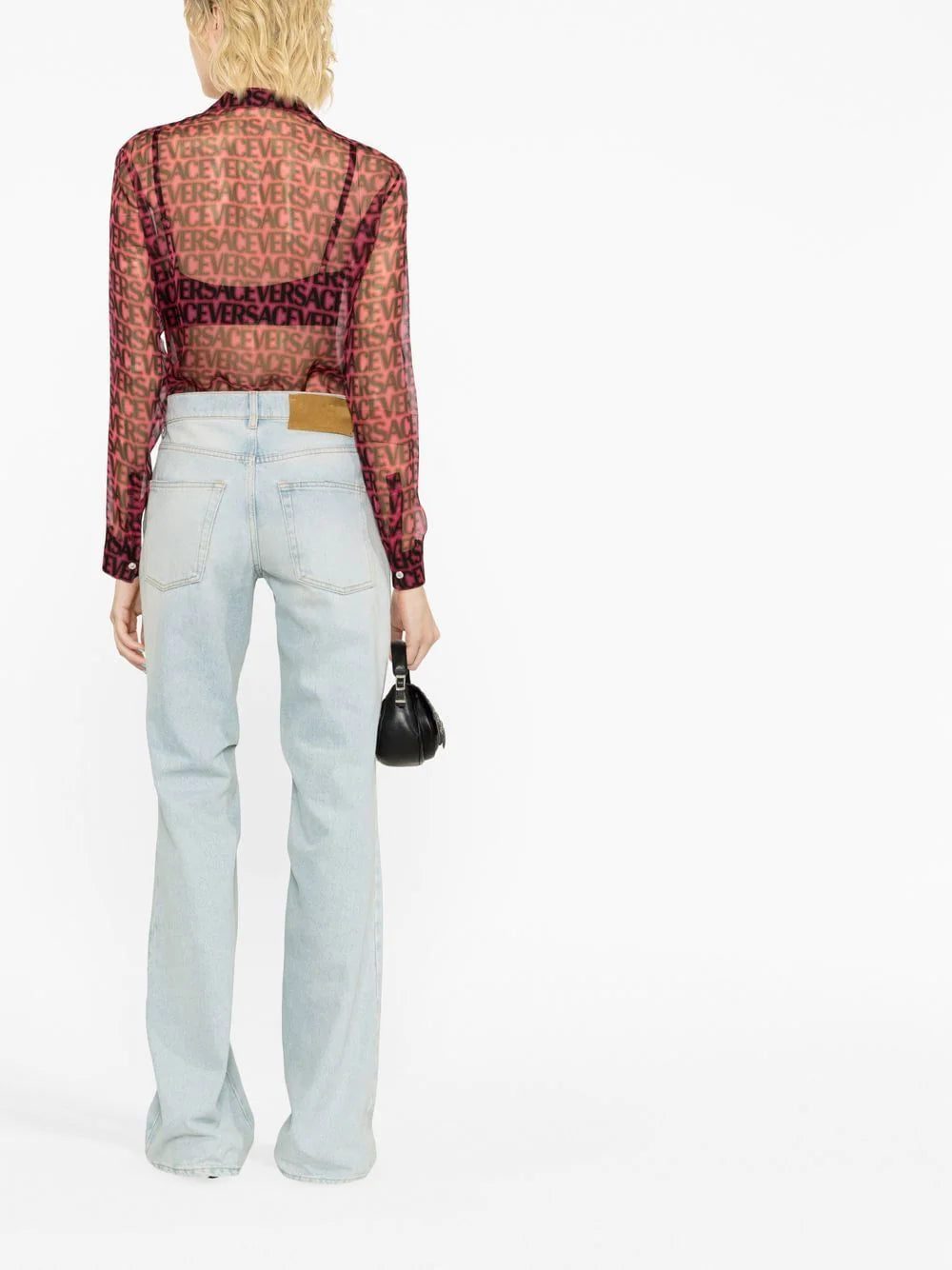 Versace logo-print semi-sheer silk shirt - Image 4