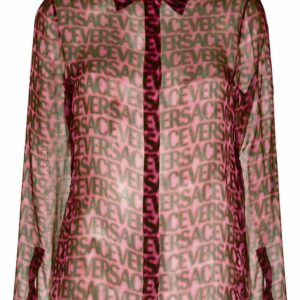 Versace  logo-print semi-sheer silk shirt