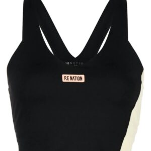 P.E Nation panelled logo-patch sports bra