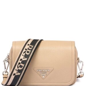 Prada logo-plaque leather shoulder bag