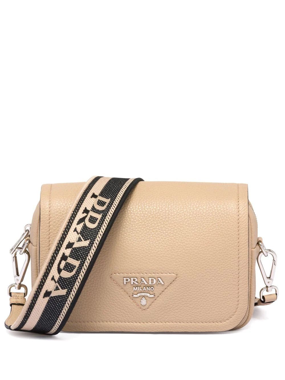 Prada logo-plaque leather shoulder bag
