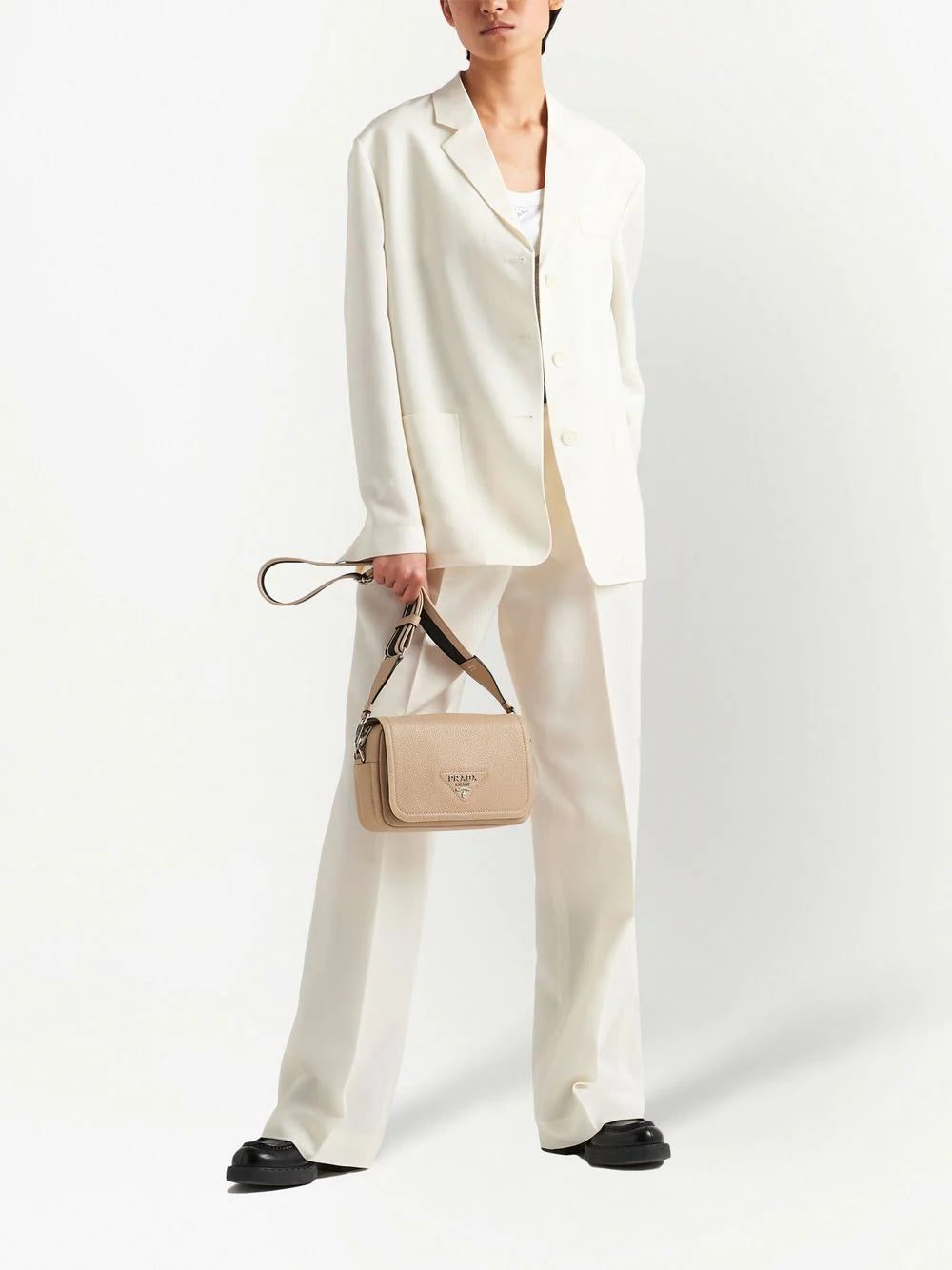 Prada logo-plaque leather shoulder bag - Image 2