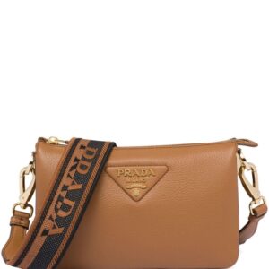 Prada logo-strap leather shoulder bag