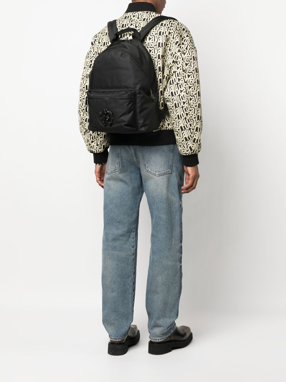 Roberto Cavalli logo-plaque cotton backpack
