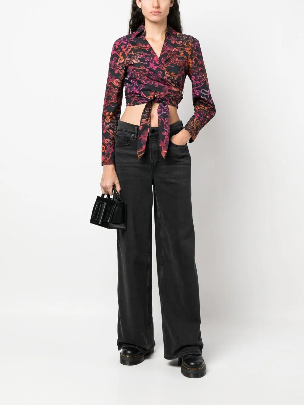 Karl Lagerfeld cropped chain-print wrap shirt - Image 2