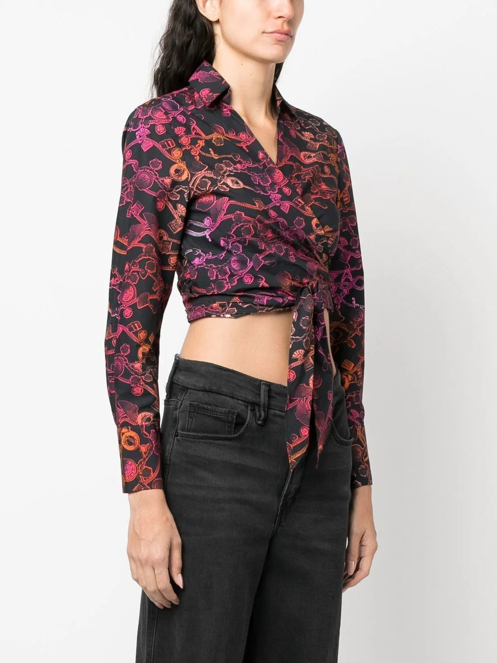 Karl Lagerfeld cropped chain-print wrap shirt - Image 3