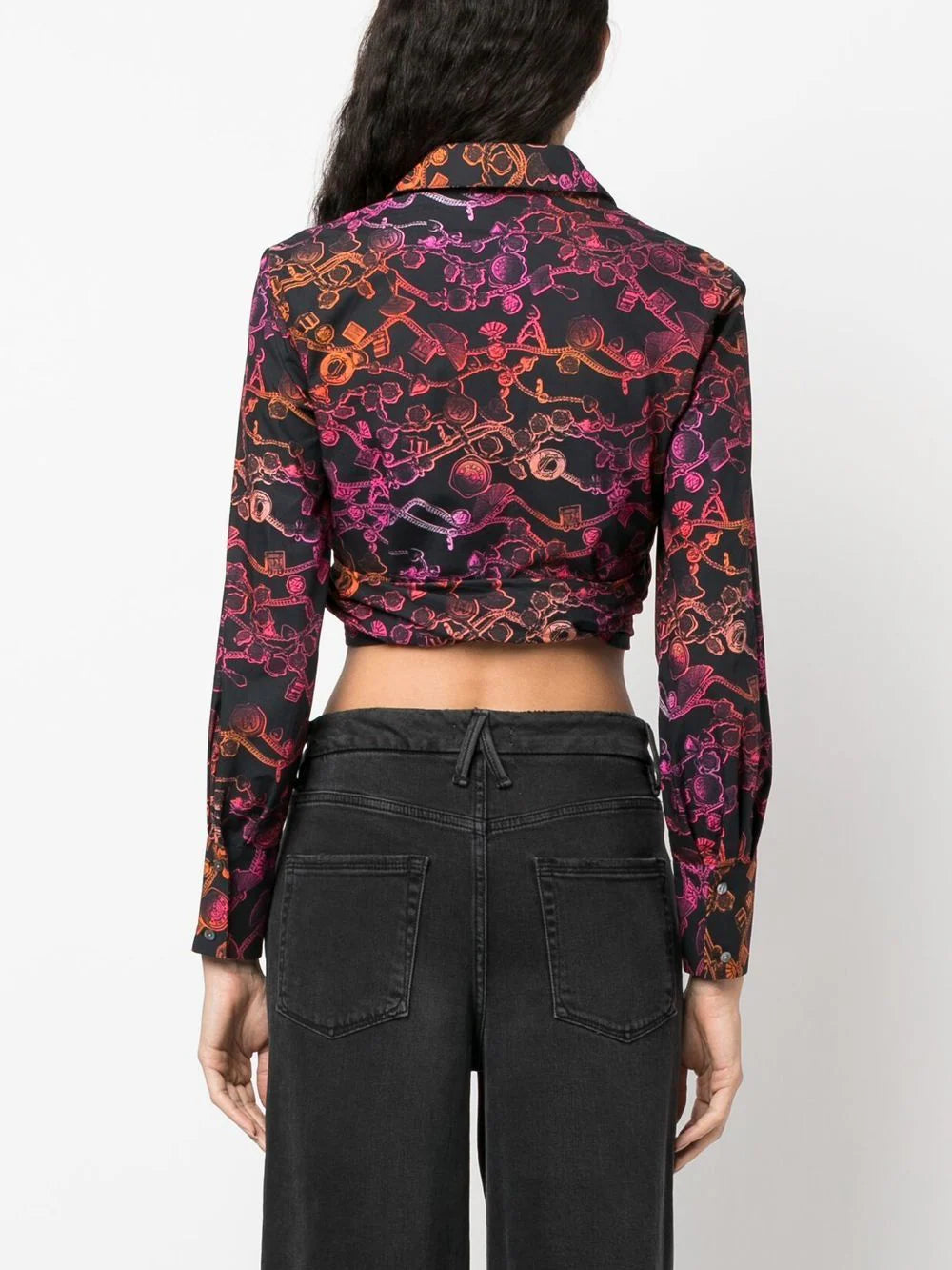 Karl Lagerfeld cropped chain-print wrap shirt - Image 4