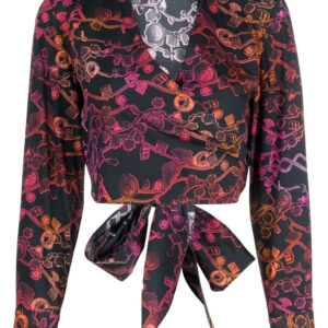 Karl Lagerfeld  cropped chain-print wrap shirt