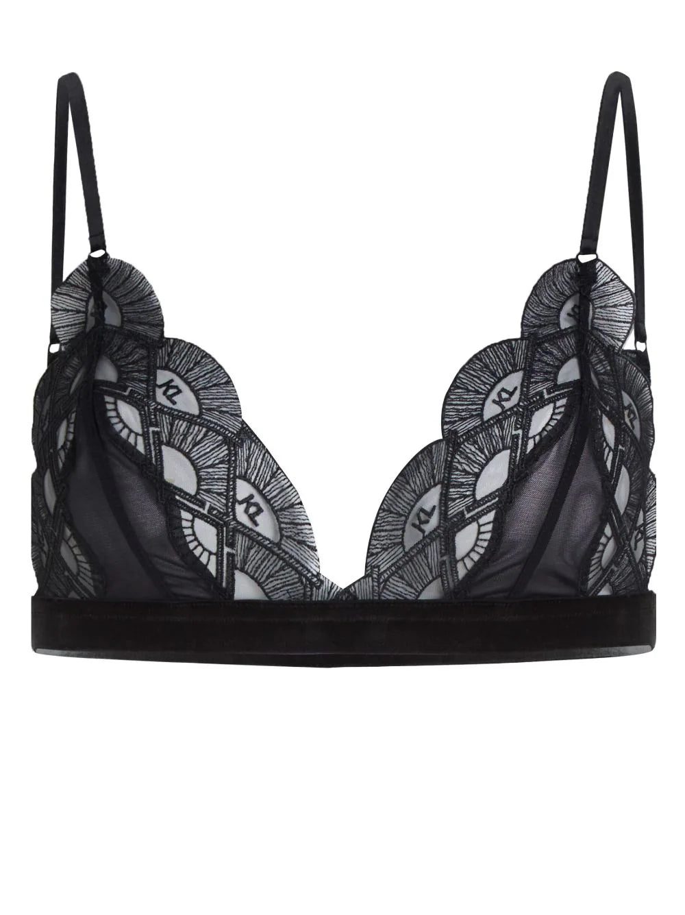 Karl Lagerfeld logo-embroidered lace bra