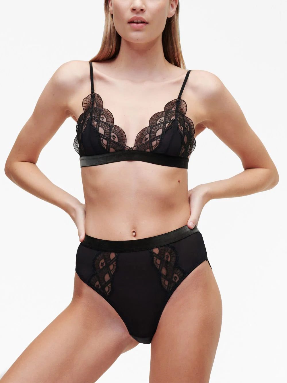 Karl Lagerfeld logo-embroidered lace bra - Image 3