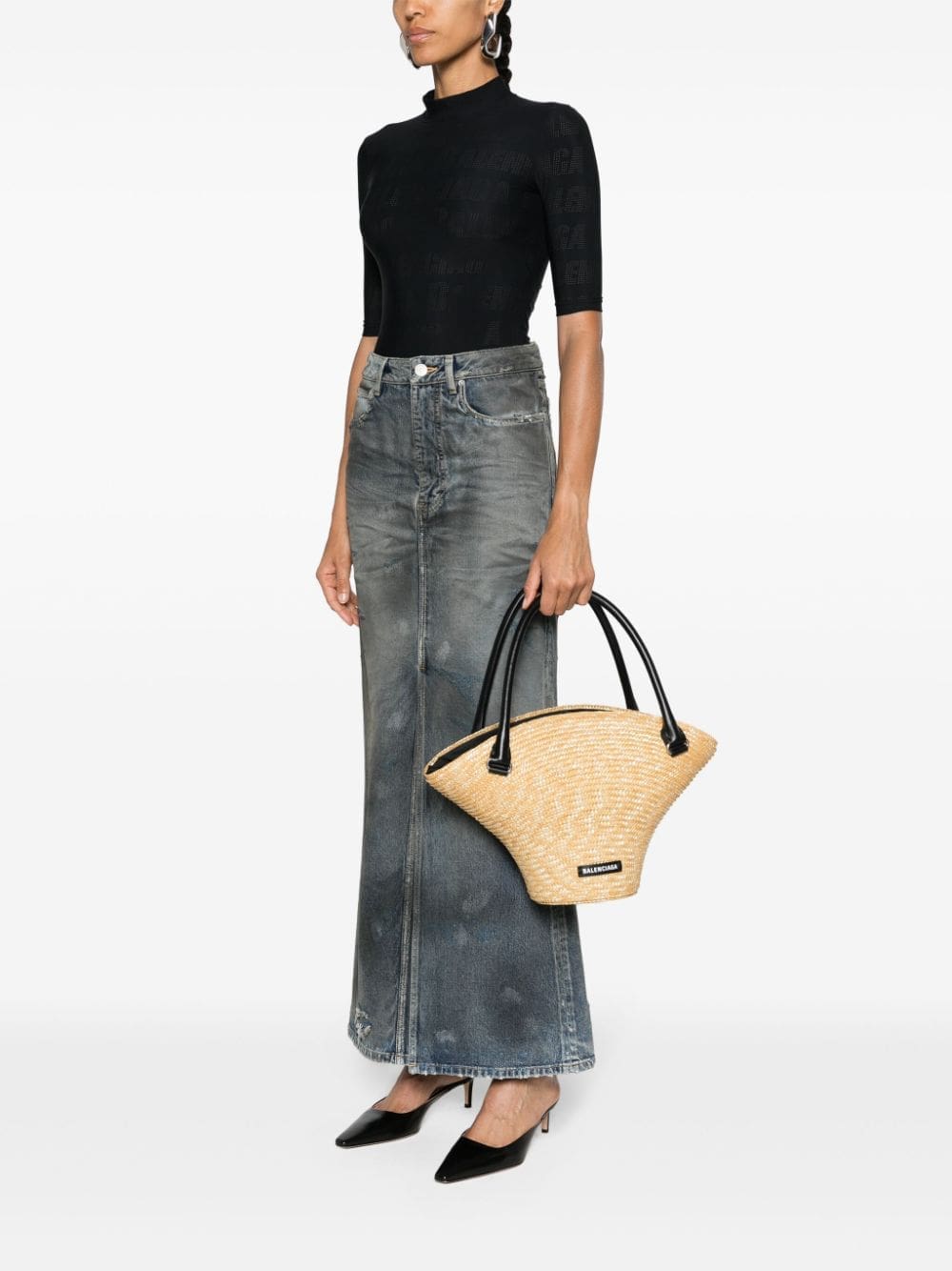 Balenciaga medium straw tote bag - Image 2