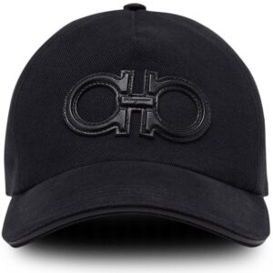 Ferragamo leather-patch logo cap