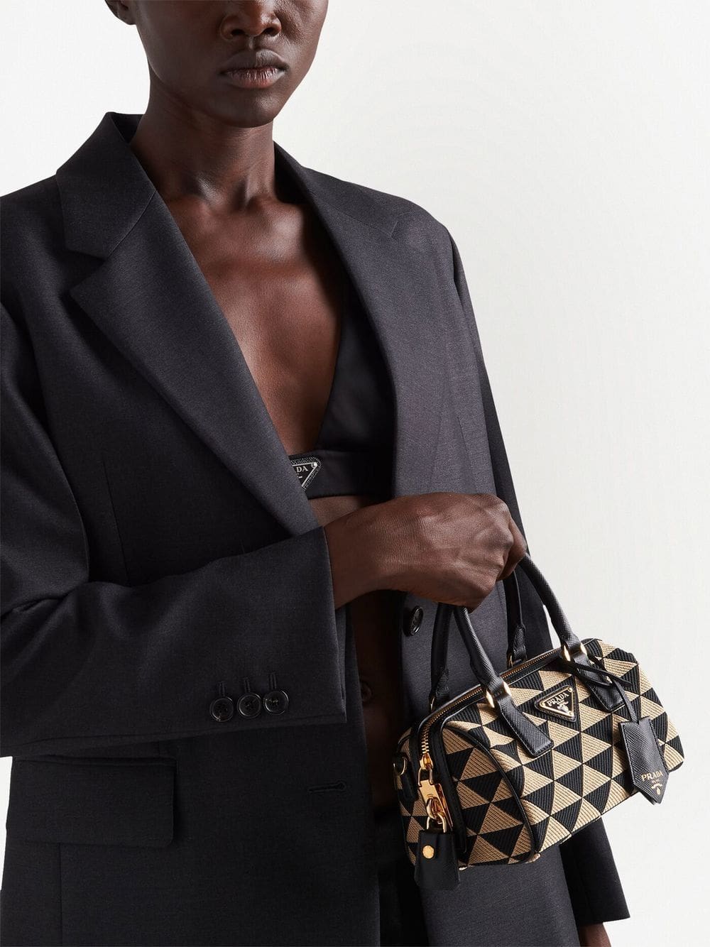 Prada Symbole embroidered top-handle bag - Image 3