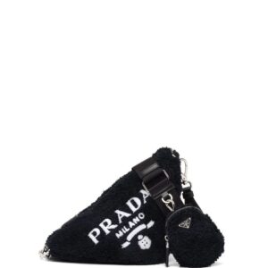 Prada  Triangle terry-cloth shoulder bag