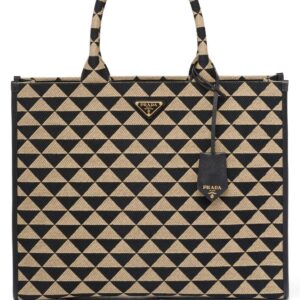 Prada large Symbole embroidered tote bag