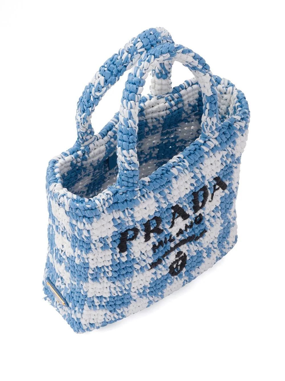 Prada logo-knit gingham tote bag - Image 3