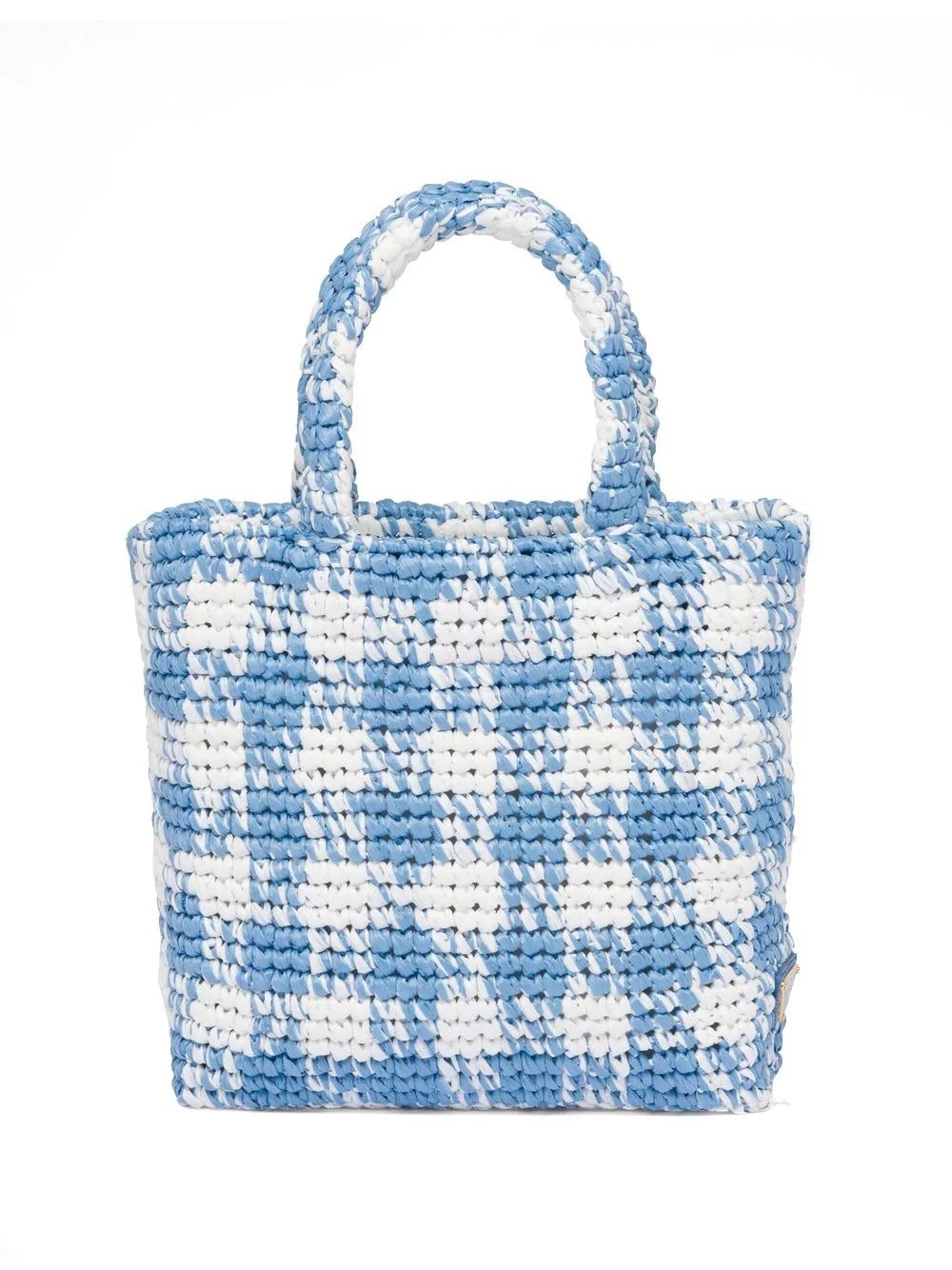 Prada logo-knit gingham tote bag - Image 2