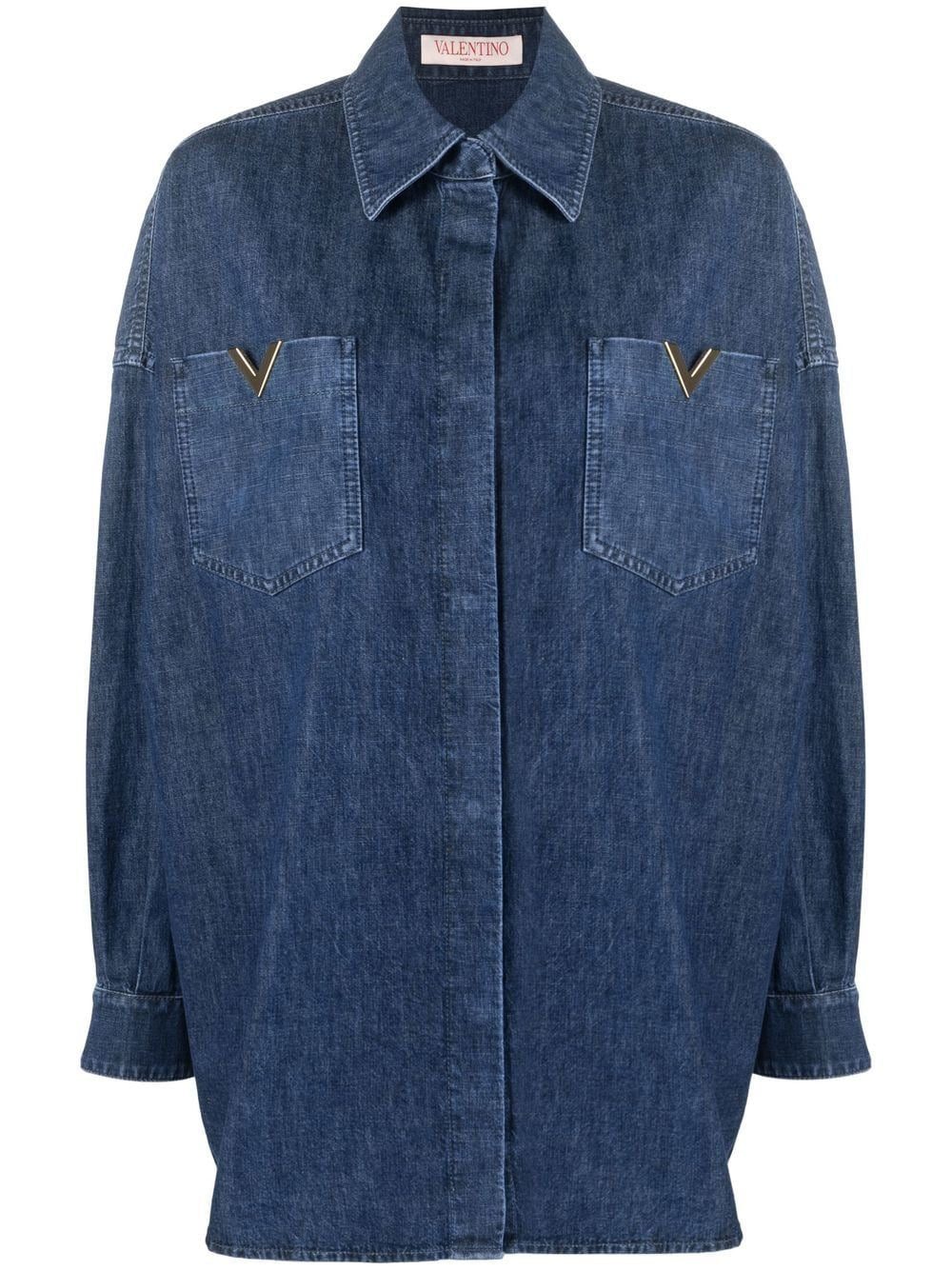 Valentino Garavani V-plaque chambray denim shirt