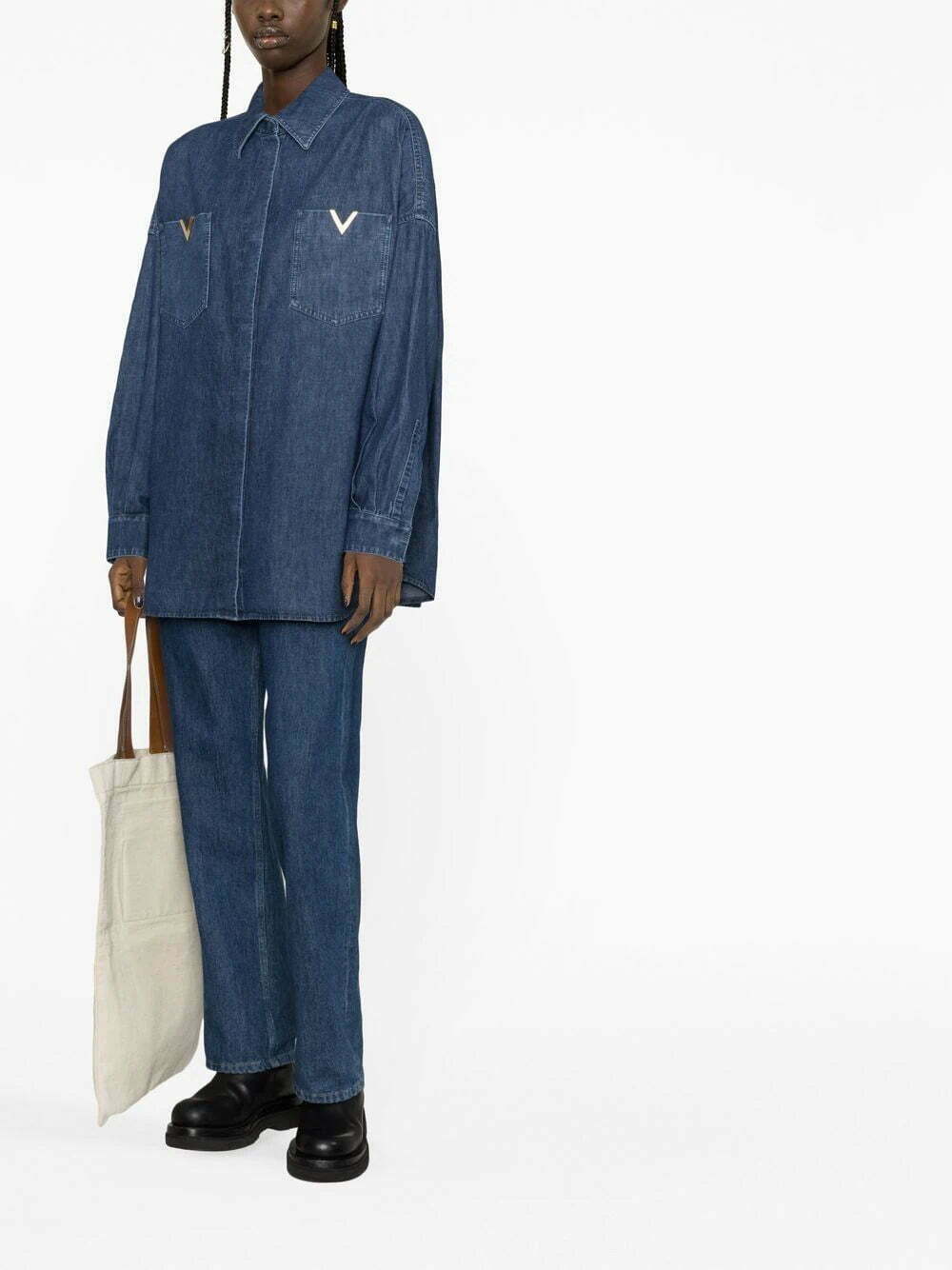 Valentino Garavani V-plaque chambray denim shirt - Image 2