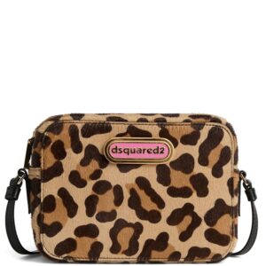 DSQUARED2 logo-plaque leopard-print cross body bag
