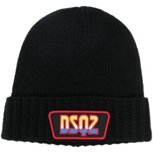 DSQUARED2 logo-patch ribbed-knit beanie