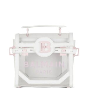 Balmain logo-print transparent crossbody bag